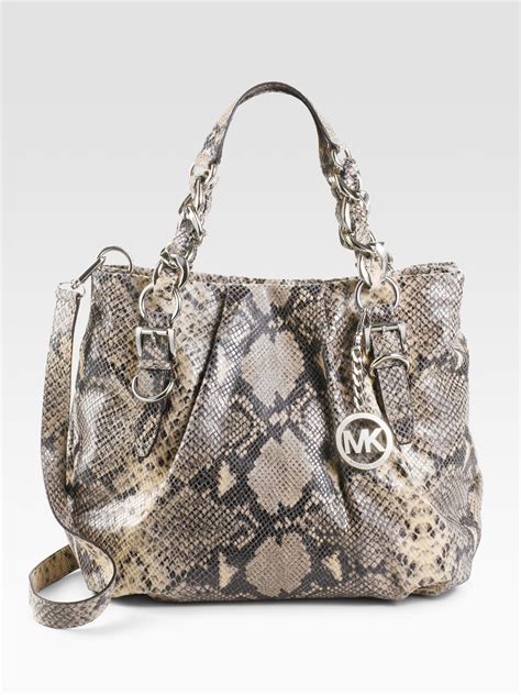 michael kors white python bag|michael kors black snakeskin purse.